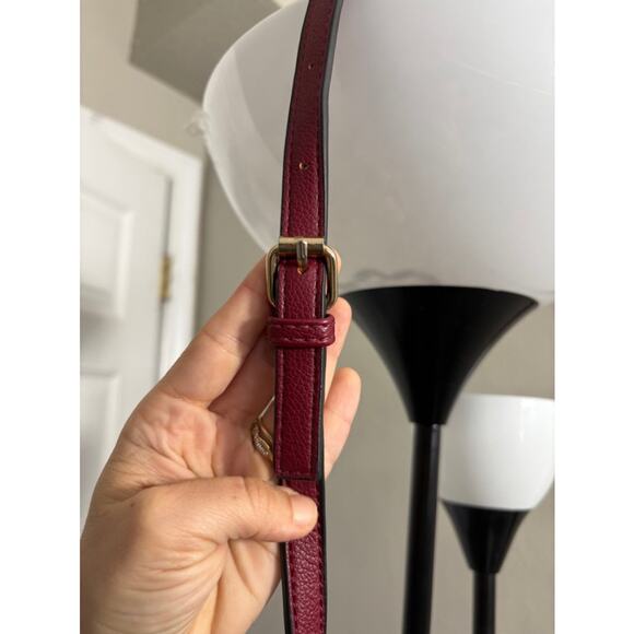 Women's Crossbody Shoulder Purse Bag Small Burgundy & Gold Tassle Zipper - Picture 6 of 8